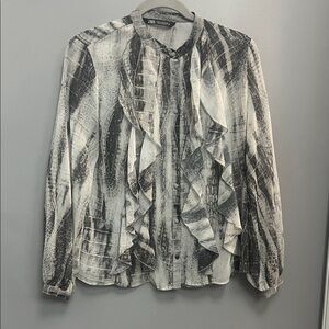 Zara Monochrome Ruffled Blouse